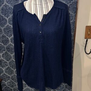 Anthropologie Navy Blue Women button up top
